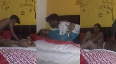 Telugu aunty sex with room service boy in Oyo caught on cam
