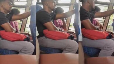 Horny man grabs boobs of lady sitting next to him in bus