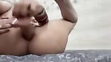 Horny wife inserts dildo in tight asshole on cam gone viral