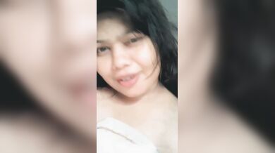 Cute desi girlfriend licking nipple showing big tits on cam
