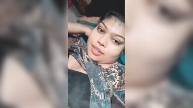 Cute desi girlfriend licking nipple showing big tits on cam