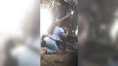 College girl blowjob sex caught on cam by stranger in jungle