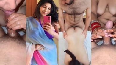 Cuckold husband fucks hot wife pussy in suhagrat desi mms