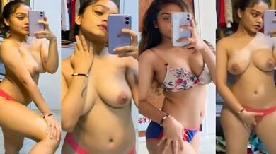 Horny marathi girl playing with boobs wearing red panty
