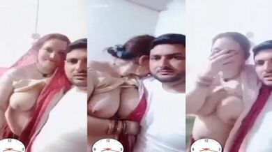 Milky big boobs bhabhi cuddles lover in sexy selfie video