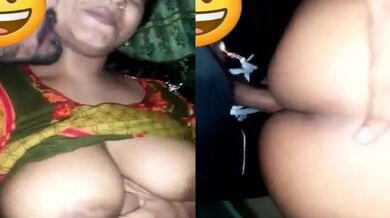 Haryana busty milf gets pussy drilled from behind at night