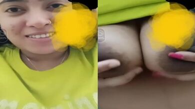 Punjabi girl pressing boobs to tease fiancé on video call
