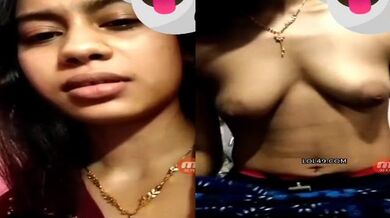 Sweet Bengali girl shows her saggy tits on video call to BF