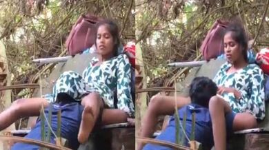 Malayali girl pussy licked on park bench by college BF clip