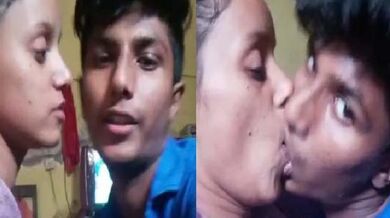 Young Telugu village couple smooching on camera hot mms