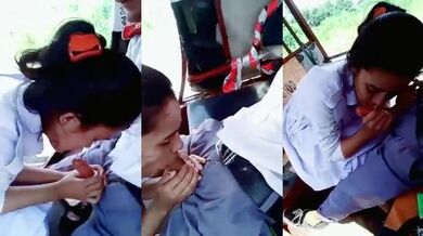 Manipur college girl in uniform gives blowjob to BF in auto