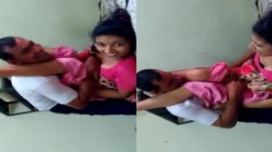 Naughty desi uncle lifts girl's legs and teases for sex clip