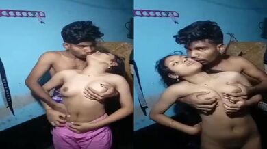 Village boy romantically grabs Tamil girl's boobs on camera