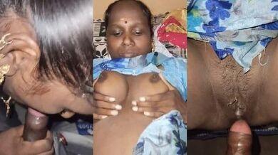 Madurai aunty welcomes landlord home with a juicy blowjob