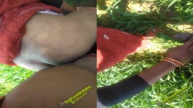 Village MILF shows round ass to BF before quick sex in field