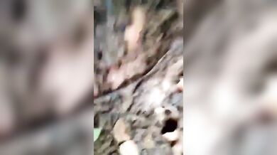 Shy Mallu GF shows hairy black pussy to lover in forest MMS