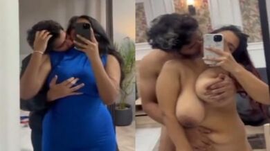 Playboy pressing big boobs of new rich GF met at party MMS
