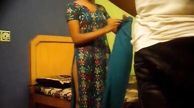 Tamil wife undresses in front of lover before sex in bedroom