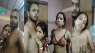 Young Kannada wife cuddles naked with lover on camera clip