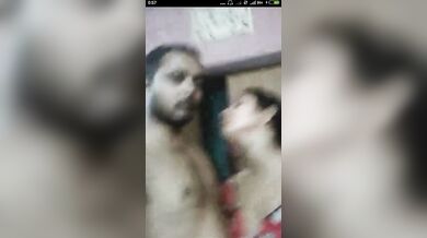 Young Kannada wife cuddles naked with lover on camera clip