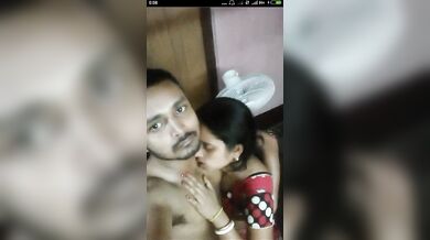 Young Kannada wife cuddles naked with lover on camera clip