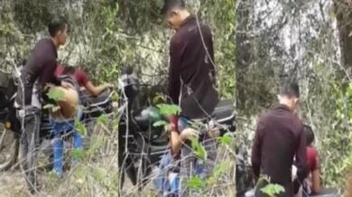 Nepali bike rider boy caught finger fucking GF in jungle MMS