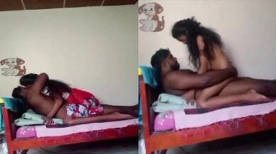 Petite Tamil girl sits on village uncle's dick doing romance