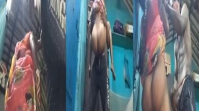 Neighbor humps Tamil village wife on his dick while standing