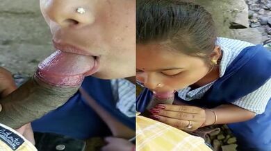 Telugu wife in college uniform sucks BF's hard 4-inch dick