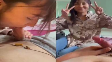 Shy Nepali girl sucks pink cock making neighbour uncle happy