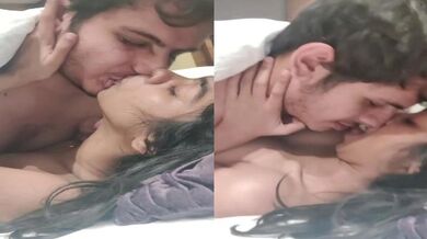 Punjabi boy on top of Delhi girl enjoys passionate smooching