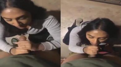Mallu girl sucks off New York friend's long dick in a corner