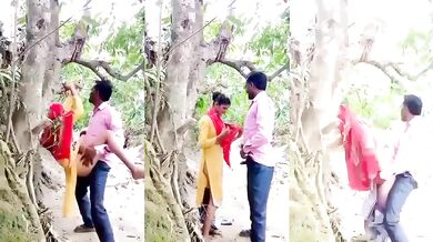 Crazy Marwadi wife hangs from branch during outdoor sex MMS