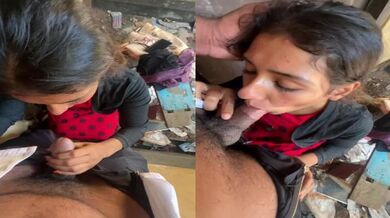 Kanpur girl gives deep blowjob to senior behind college MMS