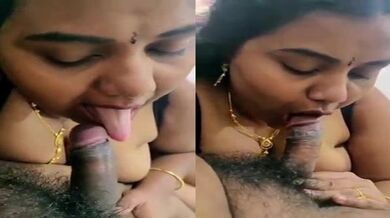 Chennai housewife deepthroats lover during a deep BJ in bed