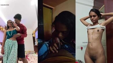 Skinny Tamil wife gives blowjob to ex-lover and dress-up MMS