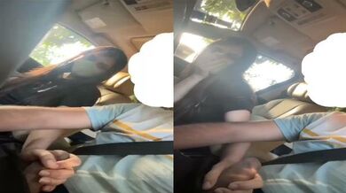 Hot Gurugram wife stroking thick dick in front seat viral bf