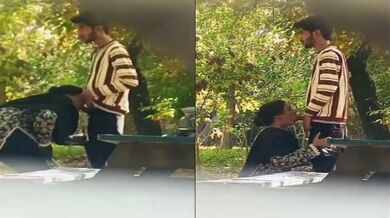 Desi muslim aunty caught sucking dick of college boy in park
