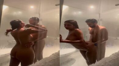 Desi sexy wife banged from behind by ex-lover in shower clip