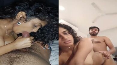 Curly-haired desi wife screwed in doggy pose before the BJ
