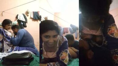 Bengali slut wife smiles as lover sucks boobs on camera MMS